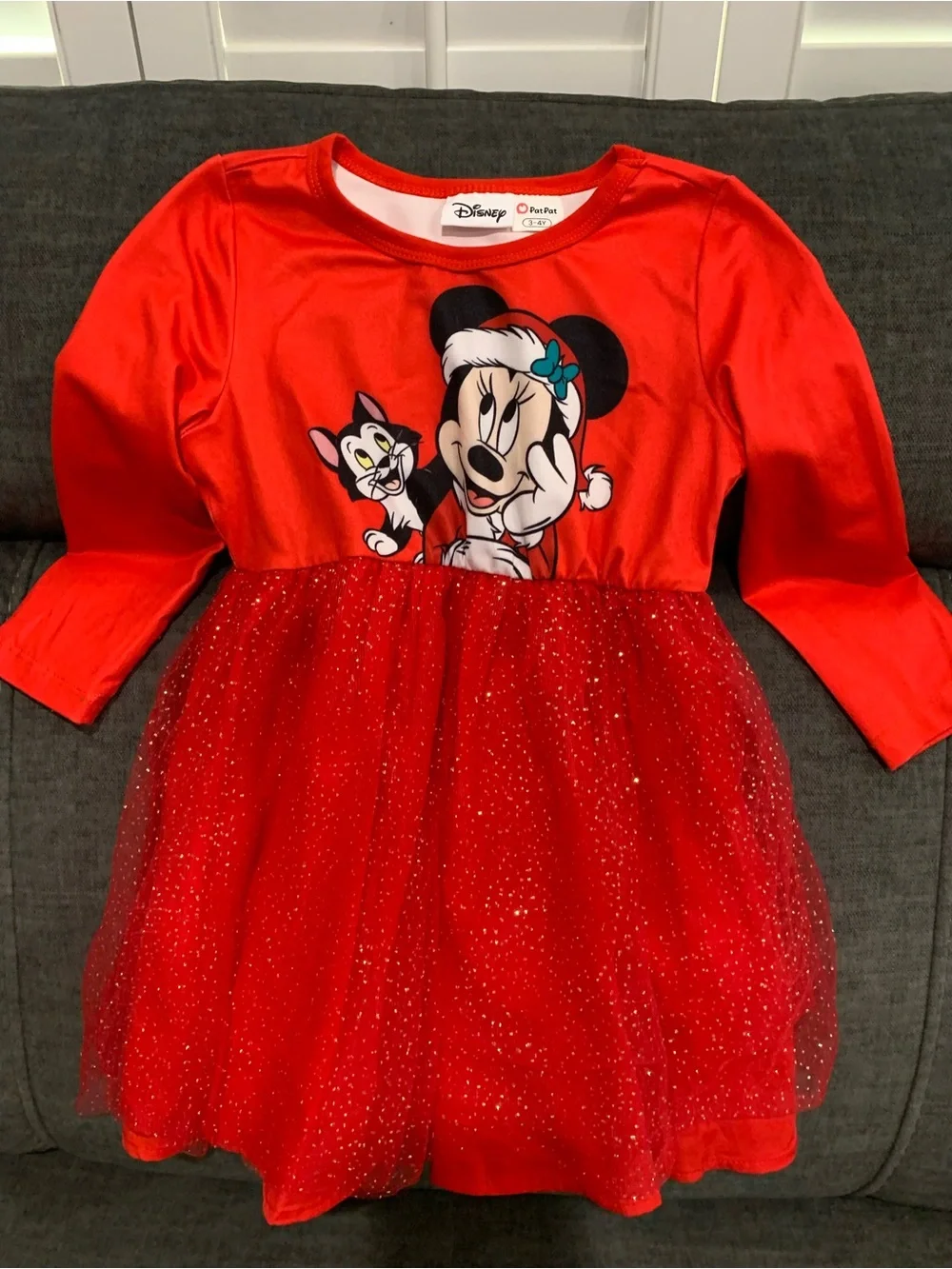 Disney Minnie Mouse Red Glitter Tulle Kids Costume Dress